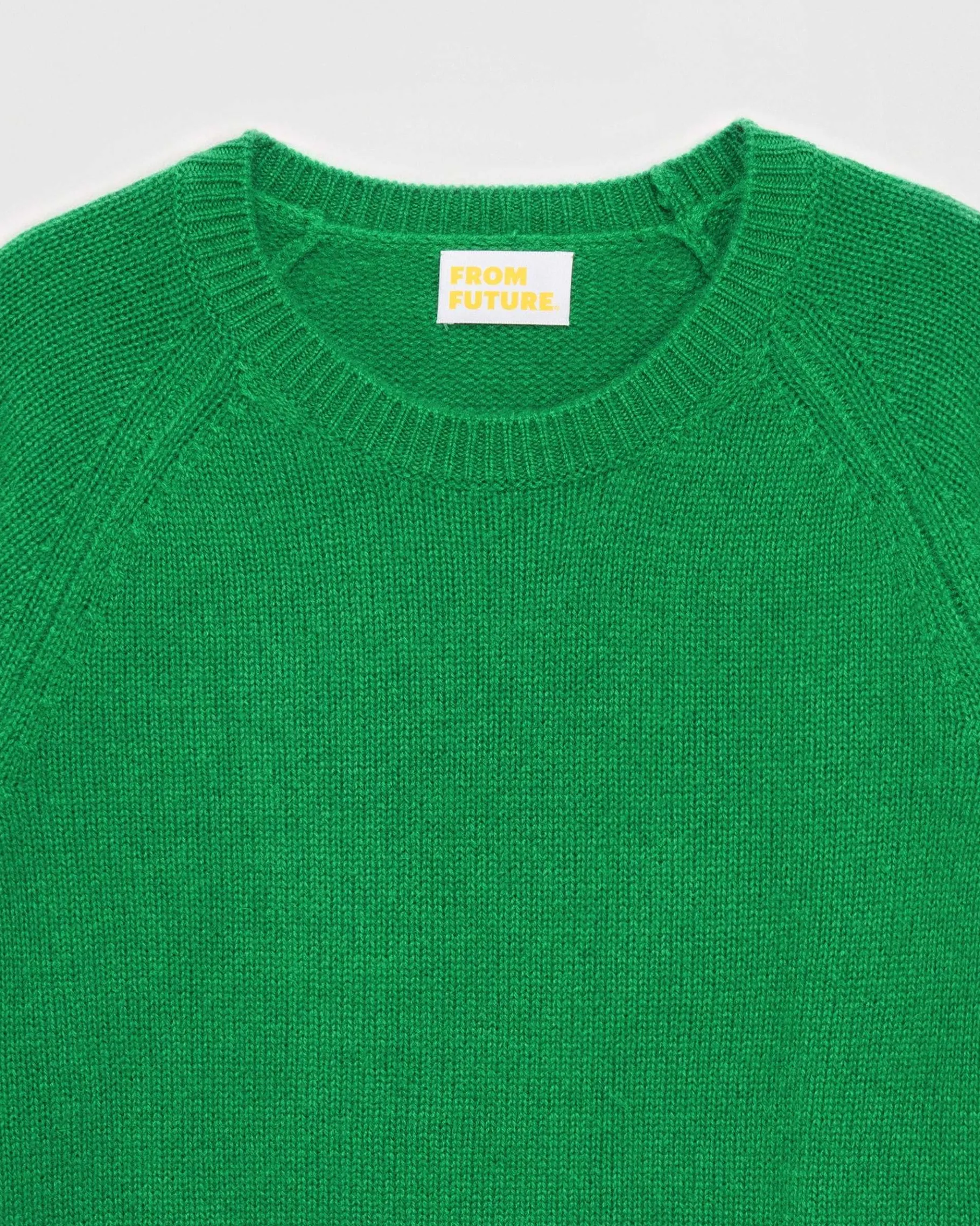 Sale FROM FUTURE Pull Col Rond Raglan Winter Green