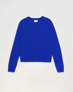 Hot FROM FUTURE Pull Col Rond Raglan Pop Blue