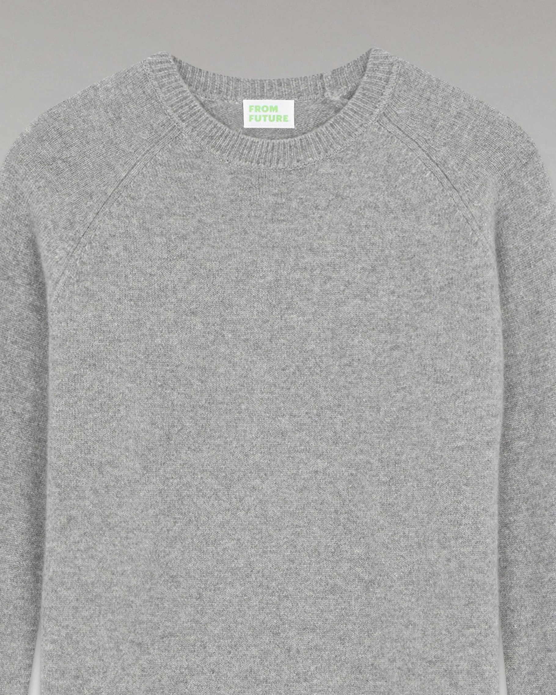 Best FROM FUTURE Pull Col Rond Raglan Gris Chine Fonce