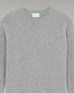 New FROM FUTURE Pull Col Rond Raglan Gris Chine Fonce