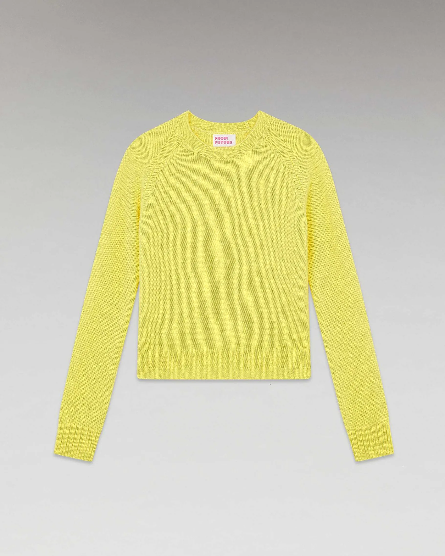 FROM FUTURE Pull Col Rond Raglan Winter Yellow