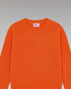 Sale FROM FUTURE Pull Col Rond Raglan Disco Orange