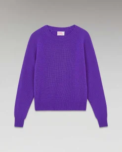 Sale FROM FUTURE Pull Col Rond Raglan Violet Fluo