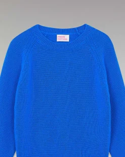 Hot FROM FUTURE Pull Col Rond Raglan King Blue