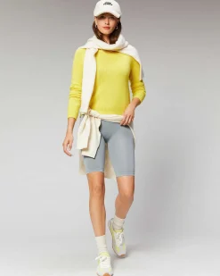 Sale FROM FUTURE Pull Col Rond Raglan Jaune Fluo