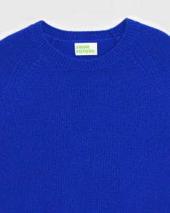 Clearance FROM FUTURE Pull Col Rond Raglan Pop Blue