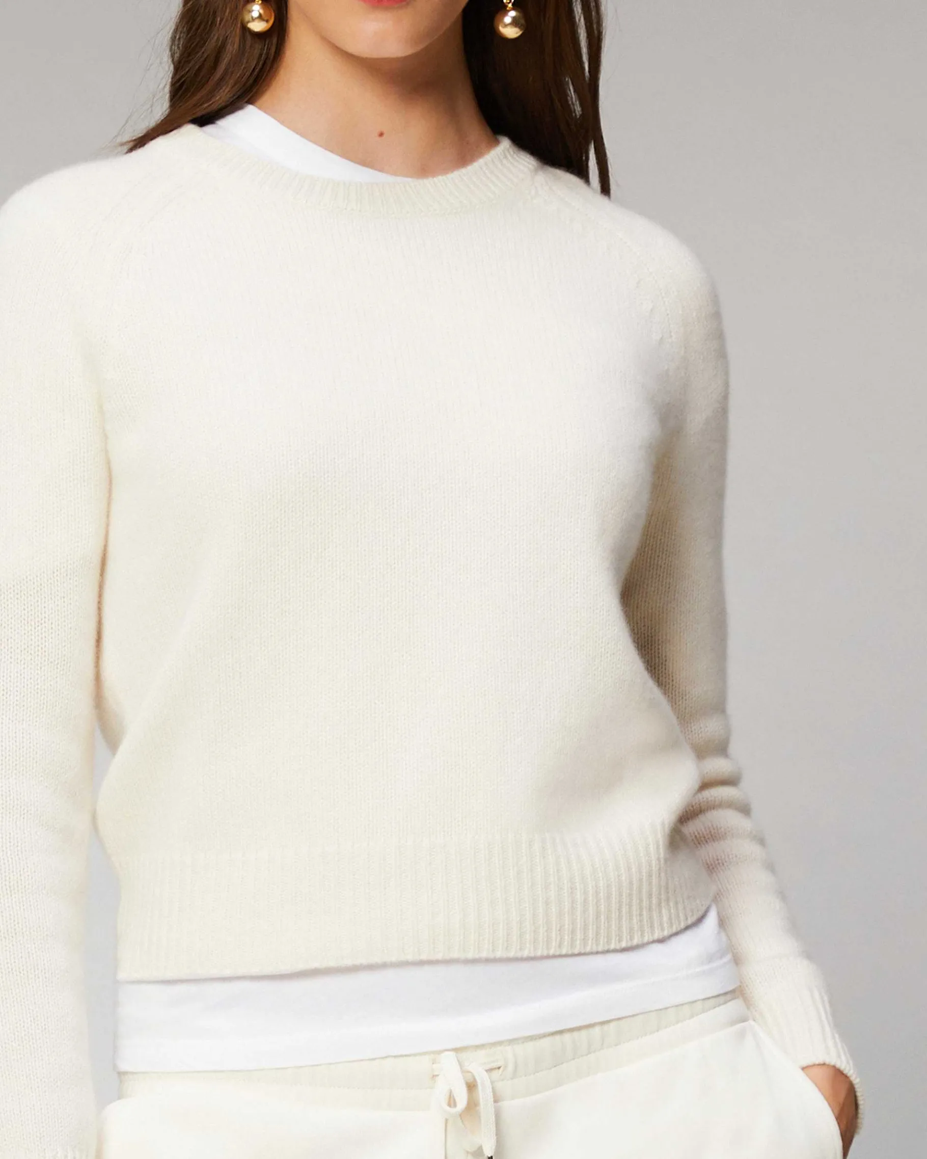Online FROM FUTURE Pull Col Rond Raglan Ecru