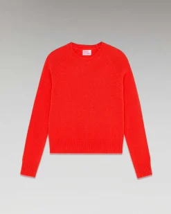 Sale FROM FUTURE Pull Col Rond Raglan Rouge Vif