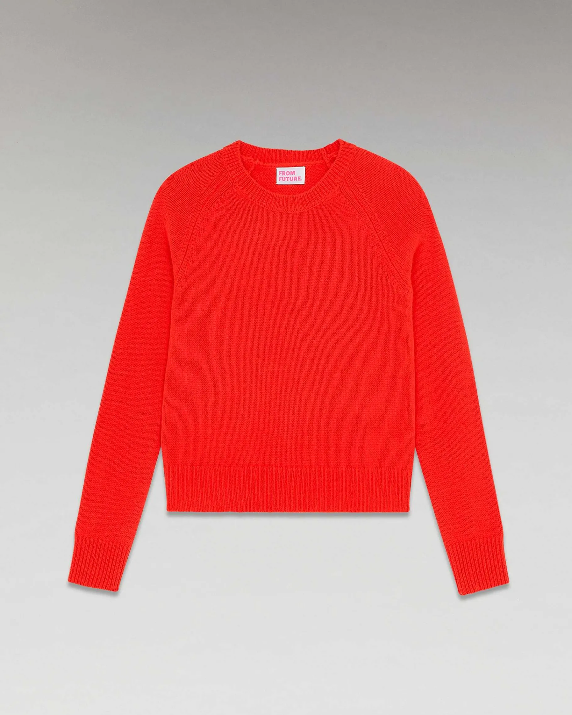 Sale FROM FUTURE Pull Col Rond Raglan Rouge Vif