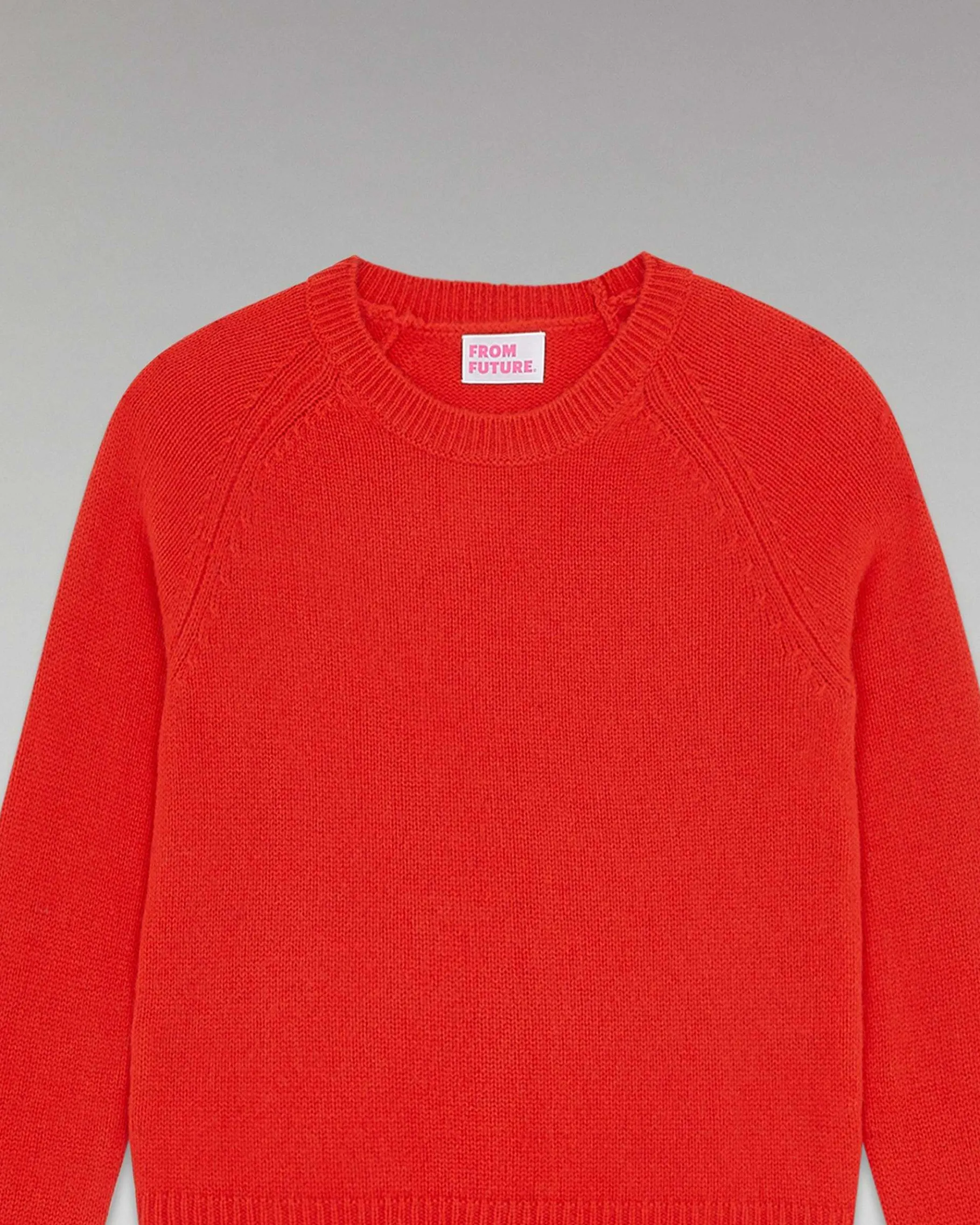 Sale FROM FUTURE Pull Col Rond Raglan Rouge Vif