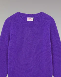 Hot FROM FUTURE Pull Col Rond Raglan Violet Fluo