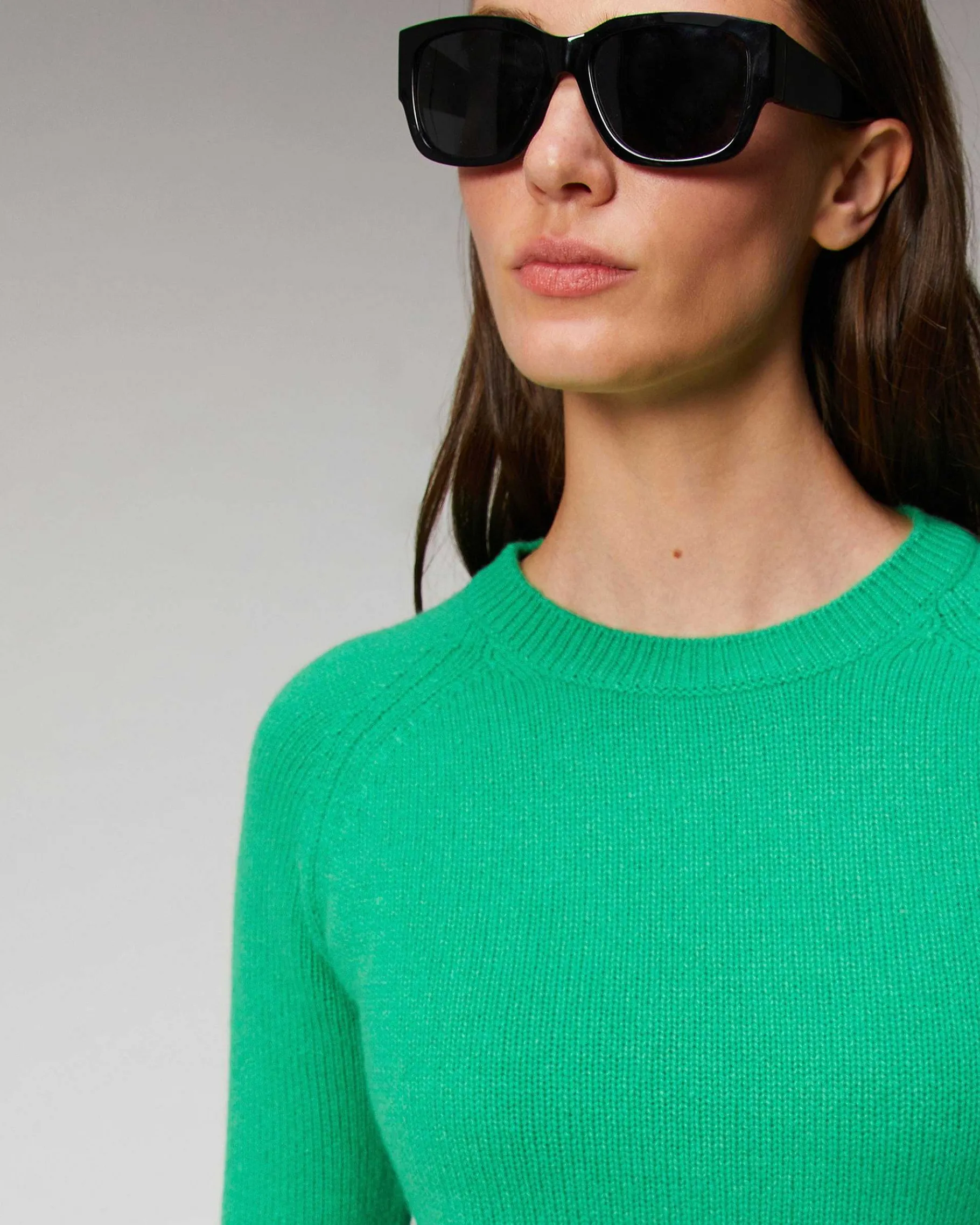 Hot FROM FUTURE Pull Col Rond Raglan Sparkle Green