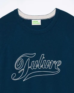 FROM FUTURE Pull Col Rond Raglan Future Midnight Blue