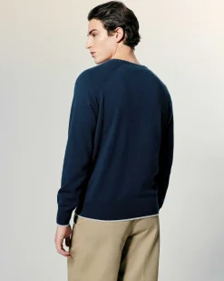 FROM FUTURE Pull Col Rond Raglan Future Midnight Blue