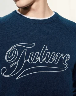 FROM FUTURE Pull Col Rond Raglan Future Midnight Blue