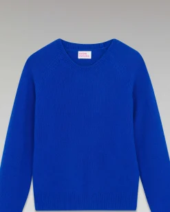 Online FROM FUTURE Pull Col Rond Raglan Oversize Pop Blue