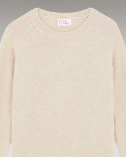 Sale FROM FUTURE Pull Col Rond Raglan Oversize Beige Chine