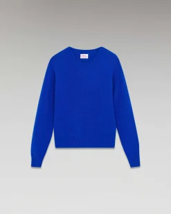 FROM FUTURE Pull Col Rond Raglan Oversize Pop Blue