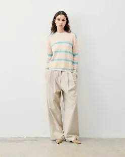 Outlet FROM FUTURE Pull Col Rond Rayures Fondues Multicolor