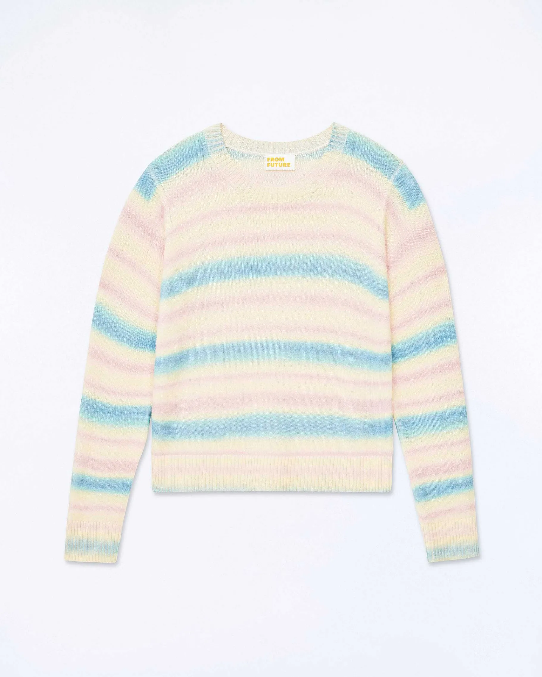 Outlet FROM FUTURE Pull Col Rond Rayures Fondues Multicolor
