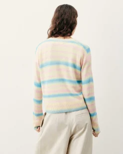 Discount FROM FUTURE Pull Col Rond Rayures Fondues Multicolor