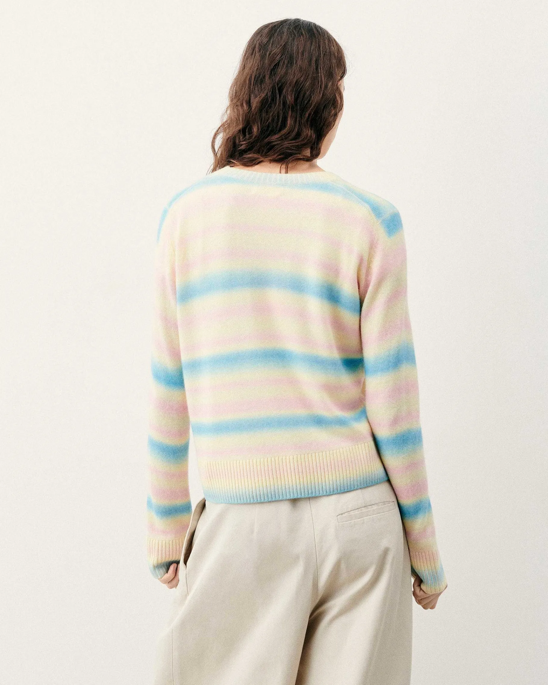 Discount FROM FUTURE Pull Col Rond Rayures Fondues Multicolor