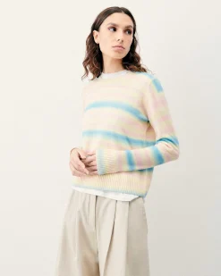 Discount FROM FUTURE Pull Col Rond Rayures Fondues Multicolor