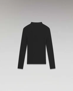 Online FROM FUTURE Pull Col Rond Seconde Peau Noir