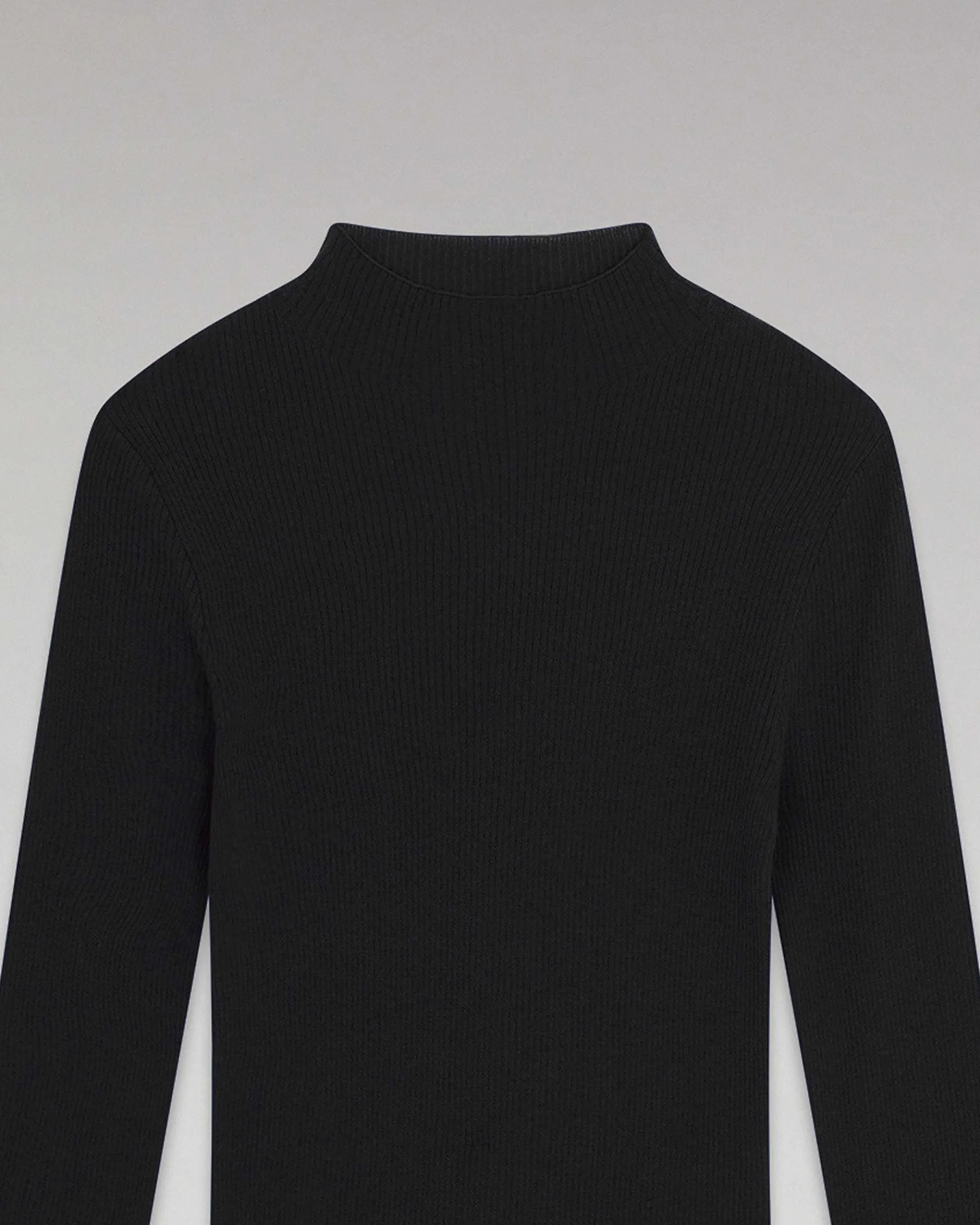 Outlet FROM FUTURE Pull Col Rond Seconde Peau Noir