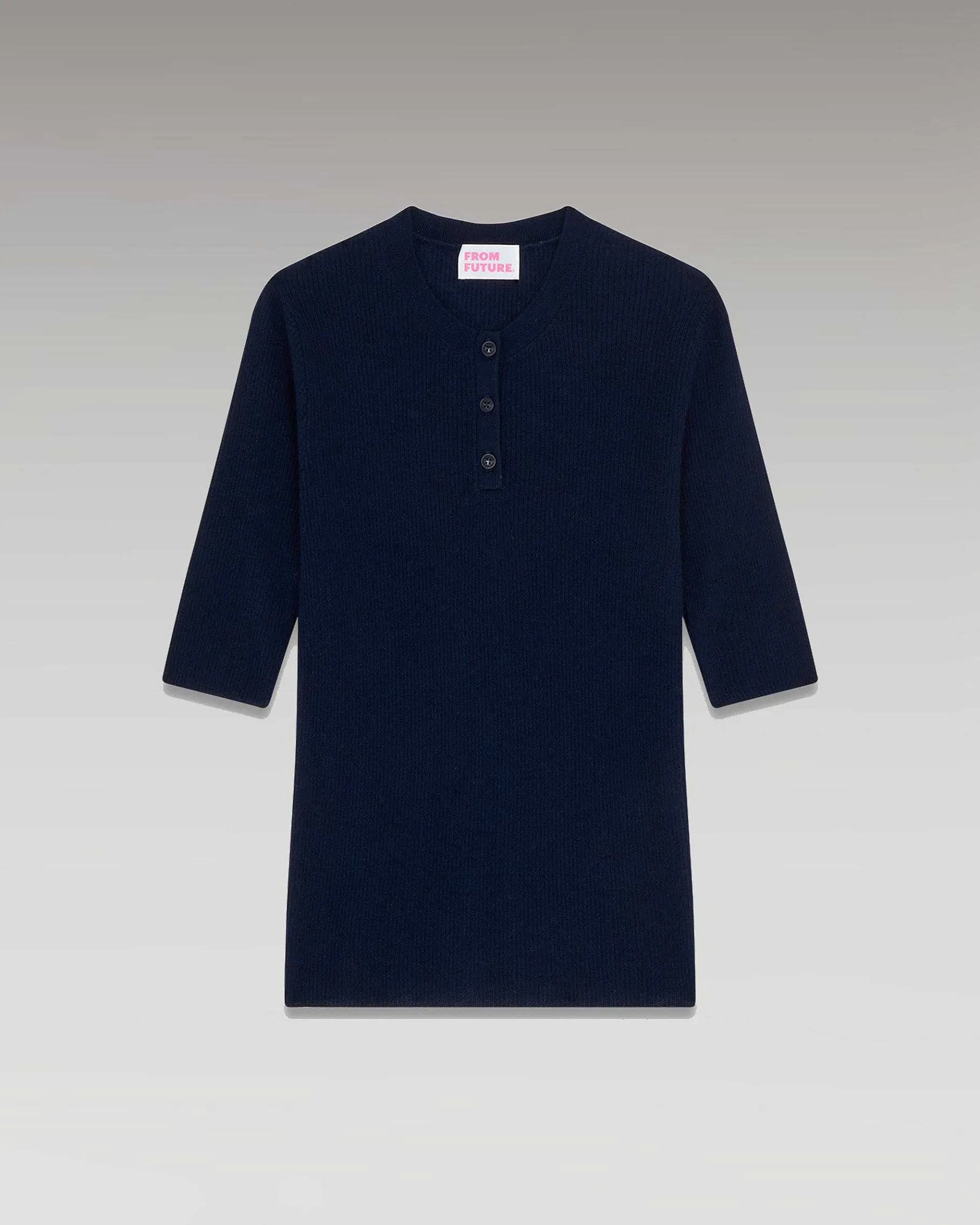 Best FROM FUTURE Pull Col Rond Seconde Peau Manches Courtes Navy