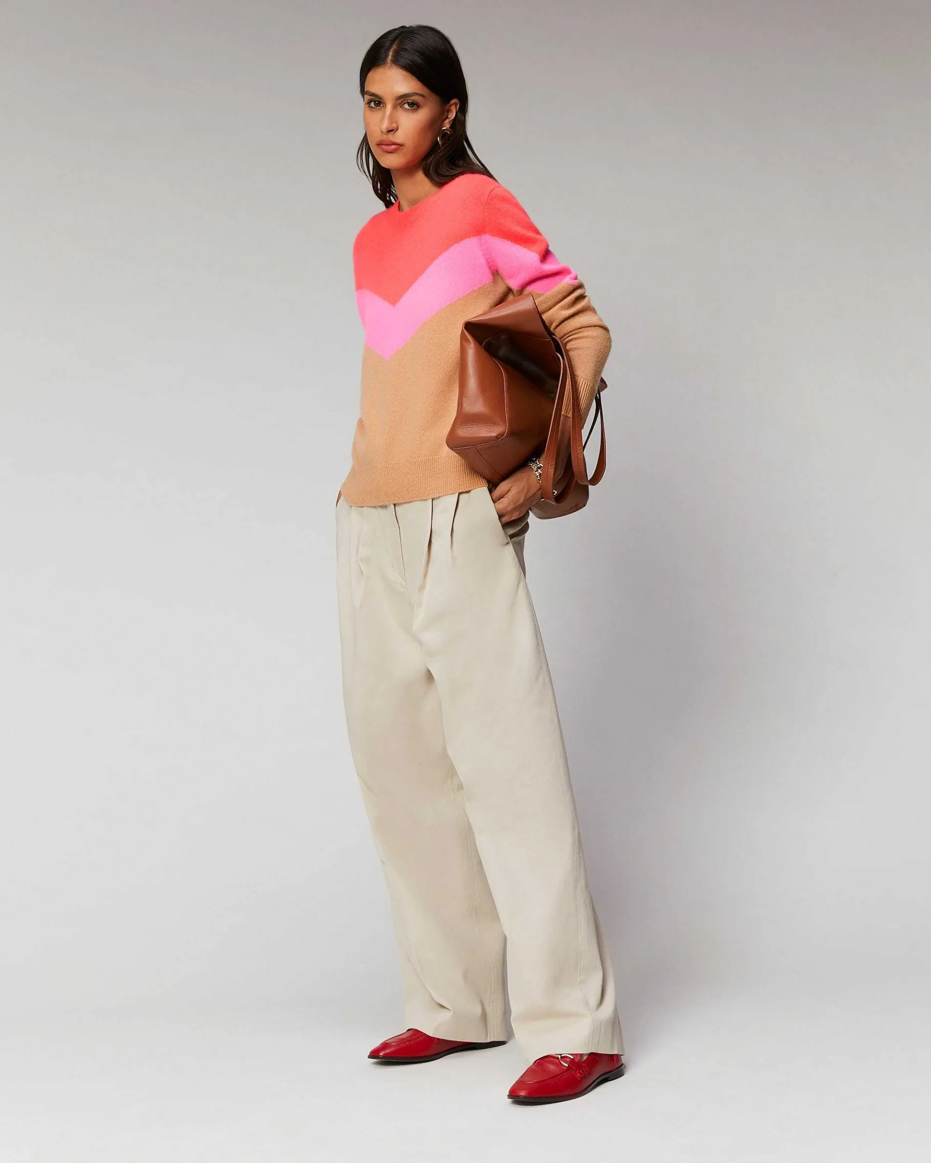 Clearance FROM FUTURE Pull Col Rond Tricolore Leger