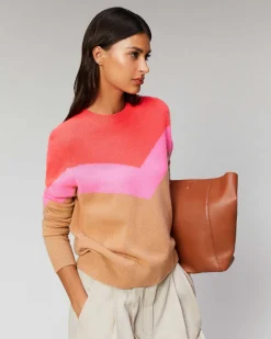 Clearance FROM FUTURE Pull Col Rond Tricolore Leger