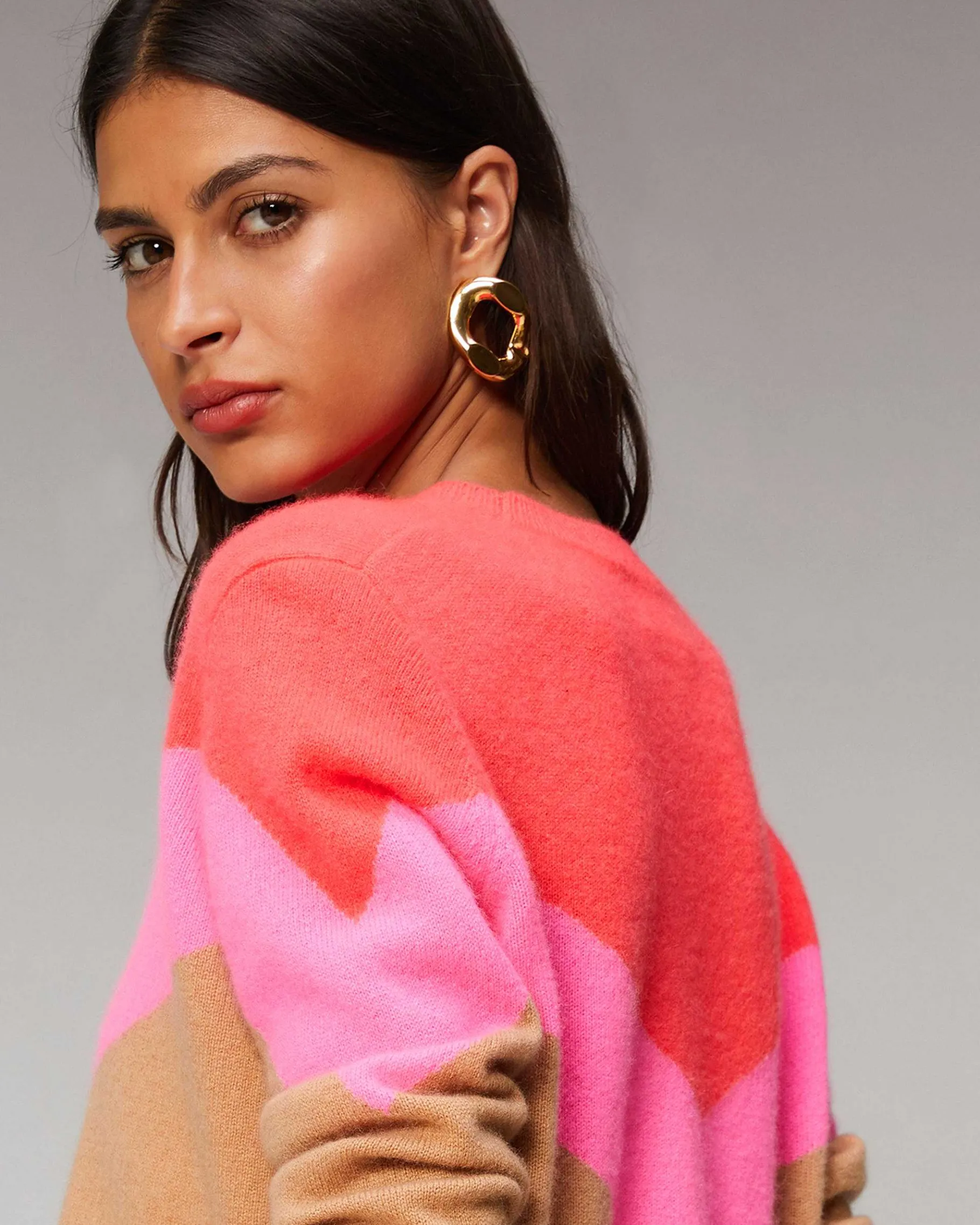 Clearance FROM FUTURE Pull Col Rond Tricolore Leger