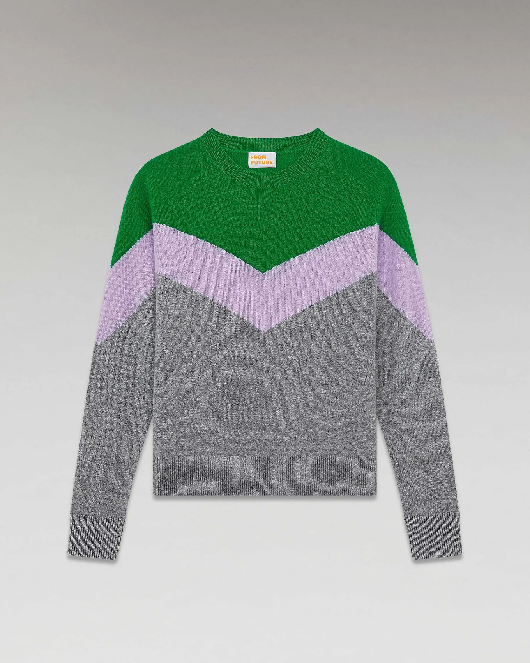Clearance FROM FUTURE Pull Col Rond Tricolore Leger