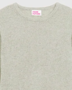 Discount FROM FUTURE Pull Col Rond T-Shirt Leger Gris Chine Clair