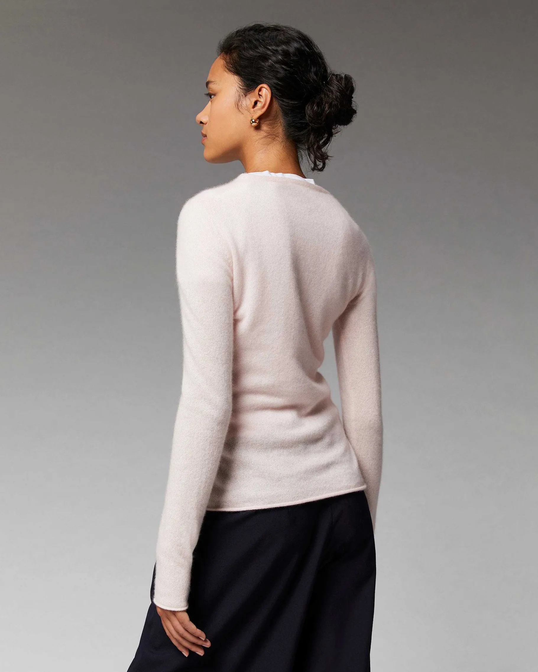 Sale FROM FUTURE Pull Col Rond T-Shirt Leger Coral Pink