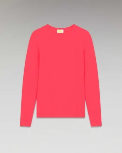 Sale FROM FUTURE Pull Col Rond T-Shirt Leger Coral Pink