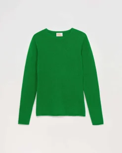 Sale FROM FUTURE Pull Col Rond T-Shirt Leger Vert Gazon