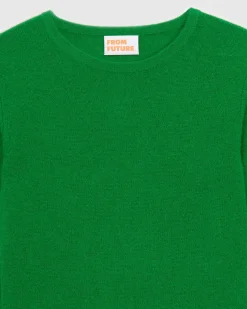 Sale FROM FUTURE Pull Col Rond T-Shirt Leger Vert Gazon