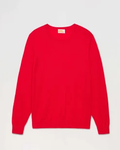 Sale FROM FUTURE Pull Col Rond Uni Rouge Vif