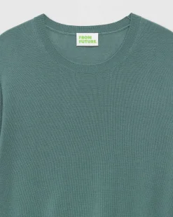 Clearance FROM FUTURE Pull Col Rond Uni Washed Green
