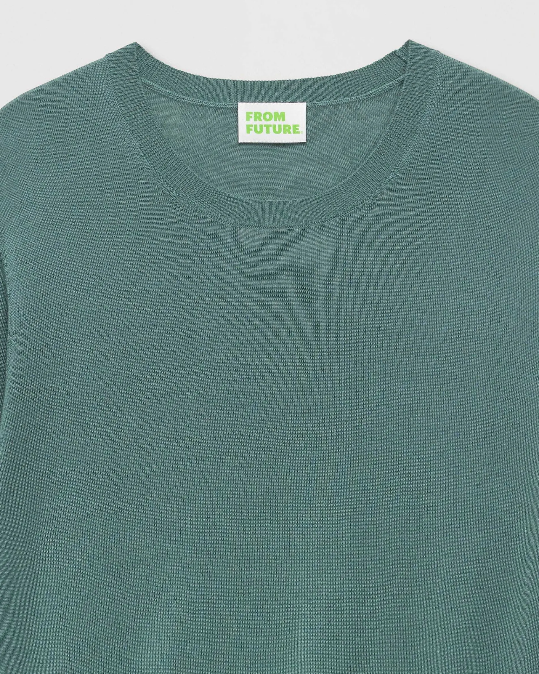 Clearance FROM FUTURE Pull Col Rond Uni Washed Green