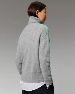 Sale FROM FUTURE Pull Col Roule Bandes Bicolore Forest Green