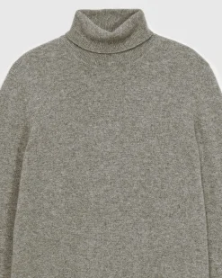 Outlet FROM FUTURE Pull Col Roule Basique Gris Chine Fonce