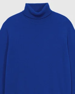 New FROM FUTURE Pull Col Roule Basique Electric Blue