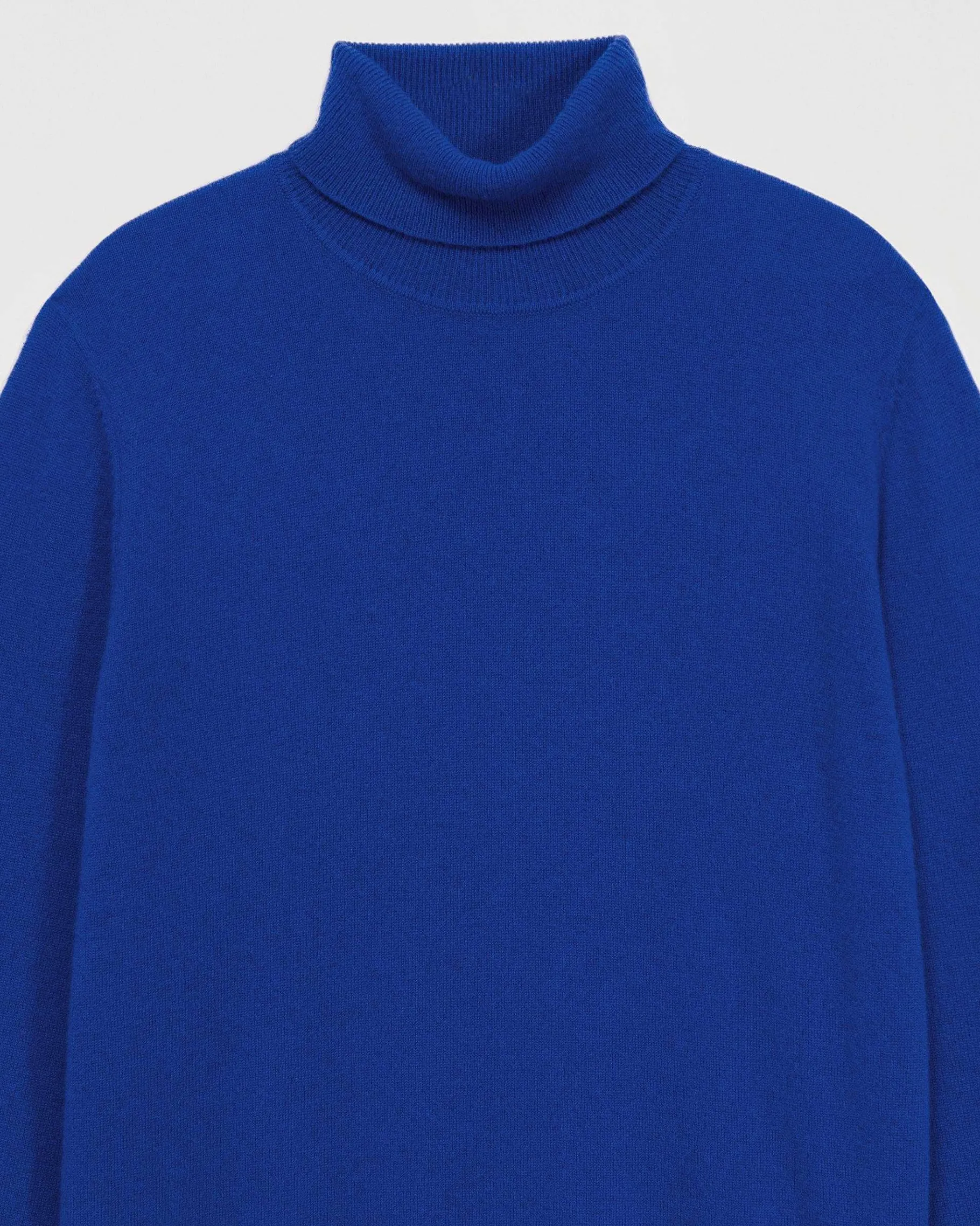 New FROM FUTURE Pull Col Roule Basique Electric Blue