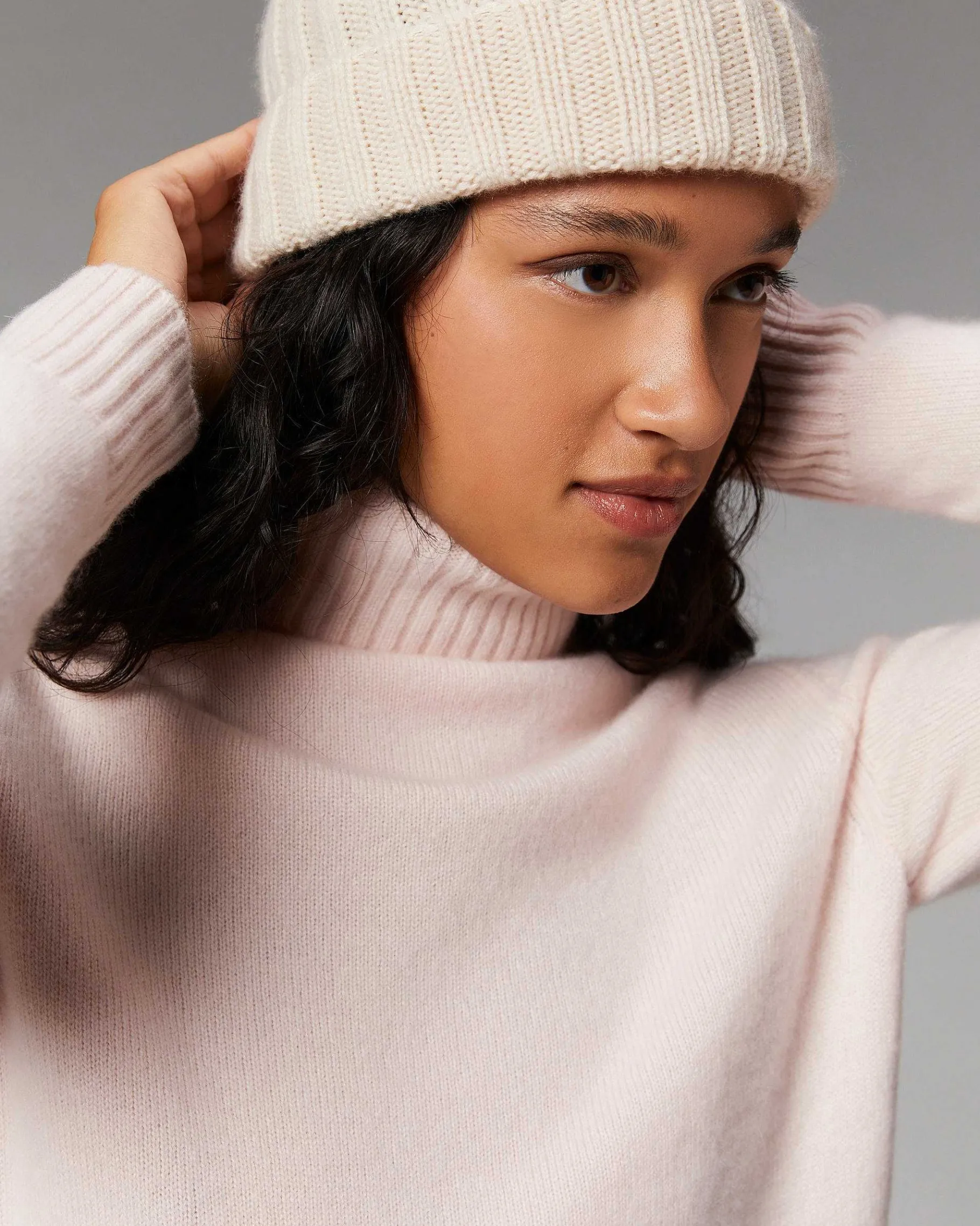 Clearance FROM FUTURE Pull Col Roule Basique Rose Poudre