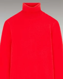 Discount FROM FUTURE Pull Col Roule Basique Rouge Vif