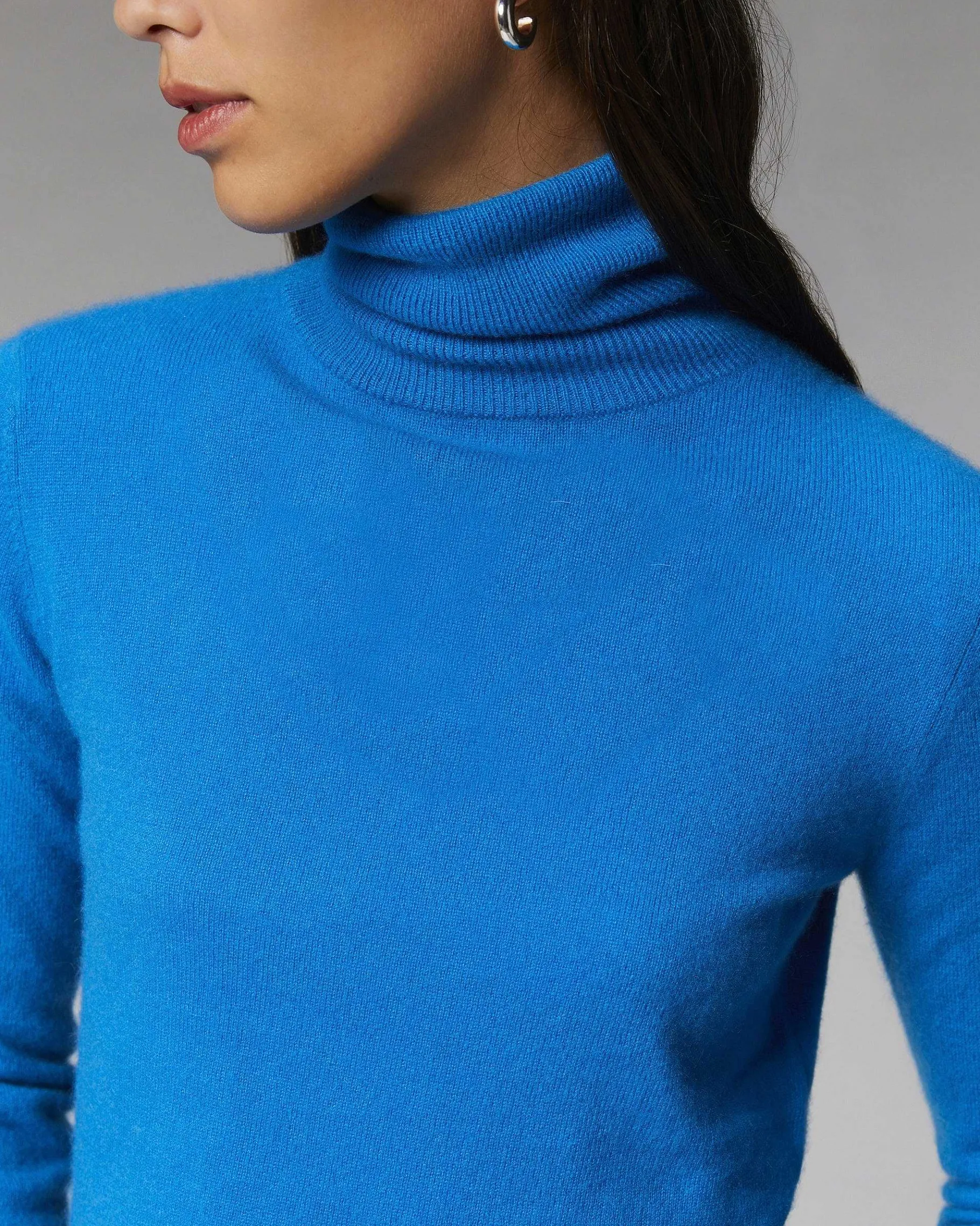 Outlet FROM FUTURE Pull Col Roule Basique Disco Blue