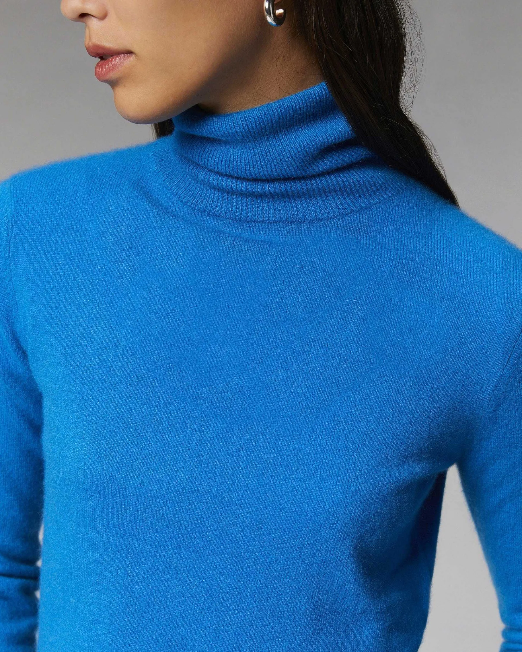 New FROM FUTURE Pull Col Roule Basique Navy